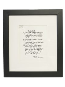 JOHN LENNON SONG LYRICS LITHOGRAPH " I'M SO TIRED"