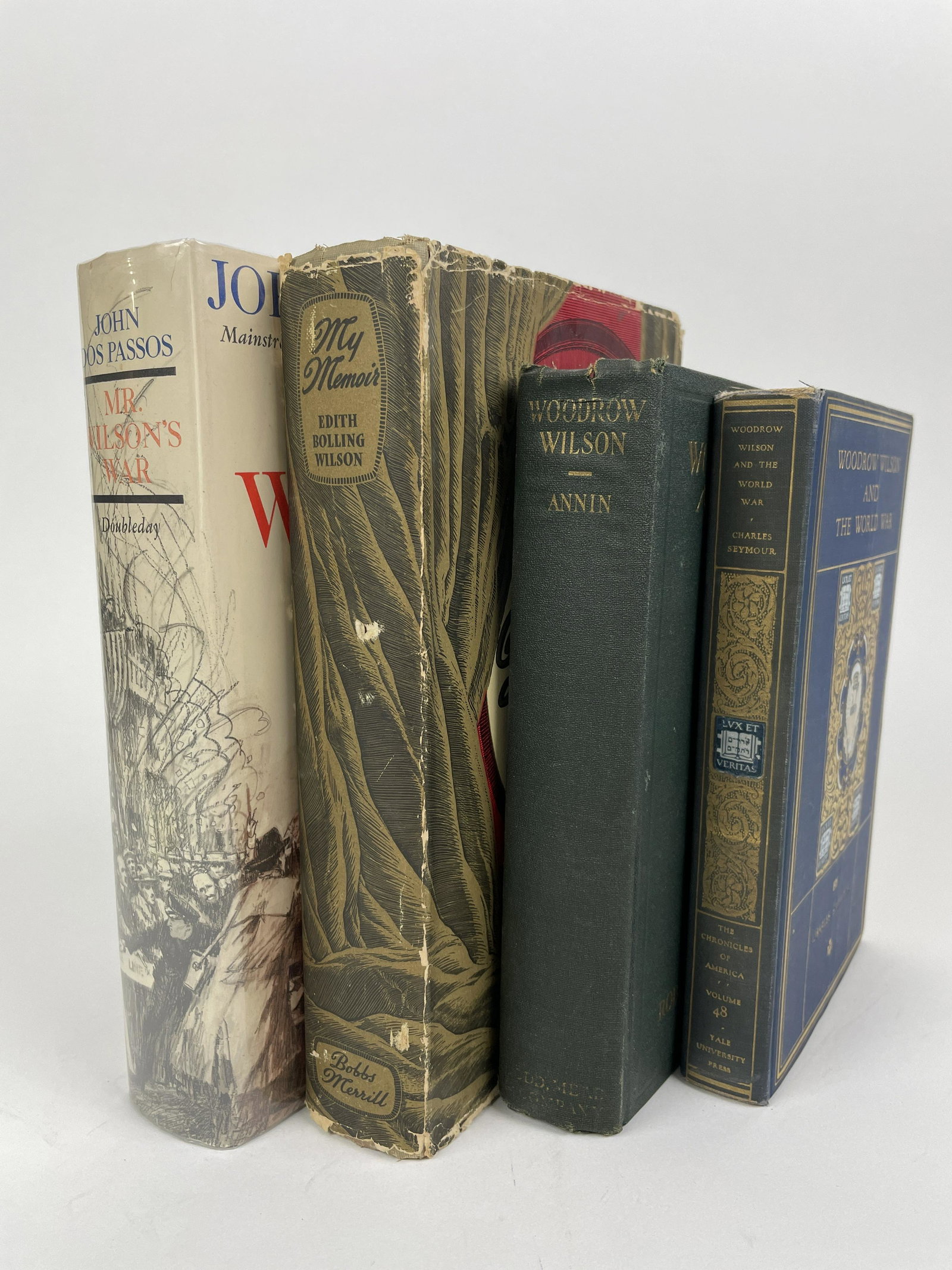 Four Works about President and Mrs. Wilson: Four works about President Wilson and his wife, Edith Bolling Wilson: Edith Bolling Wilson. My Memoir. First edition. Indianapolis and New York: The Bobbs-Merrill Company, 1939.Very good- with good+ d