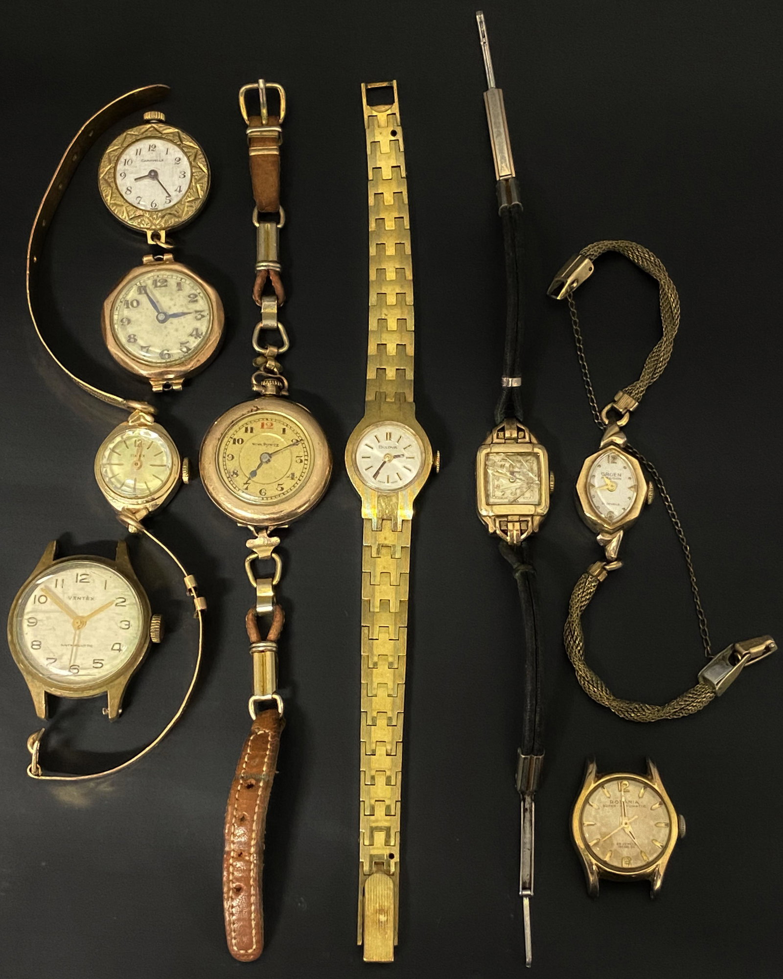VINTAGE WIND-UP GOLD FILLED WOMEN'S WATCHES LOT OF 9: VINTAGE WIND-UP GOLD FILLED WOMEN'S WATCHES LOT OF 9 The watches are pre-owned and don't run. SHIPPING FEE CANADA 15,00$ USA 20.00$ We add 5$ by additional item