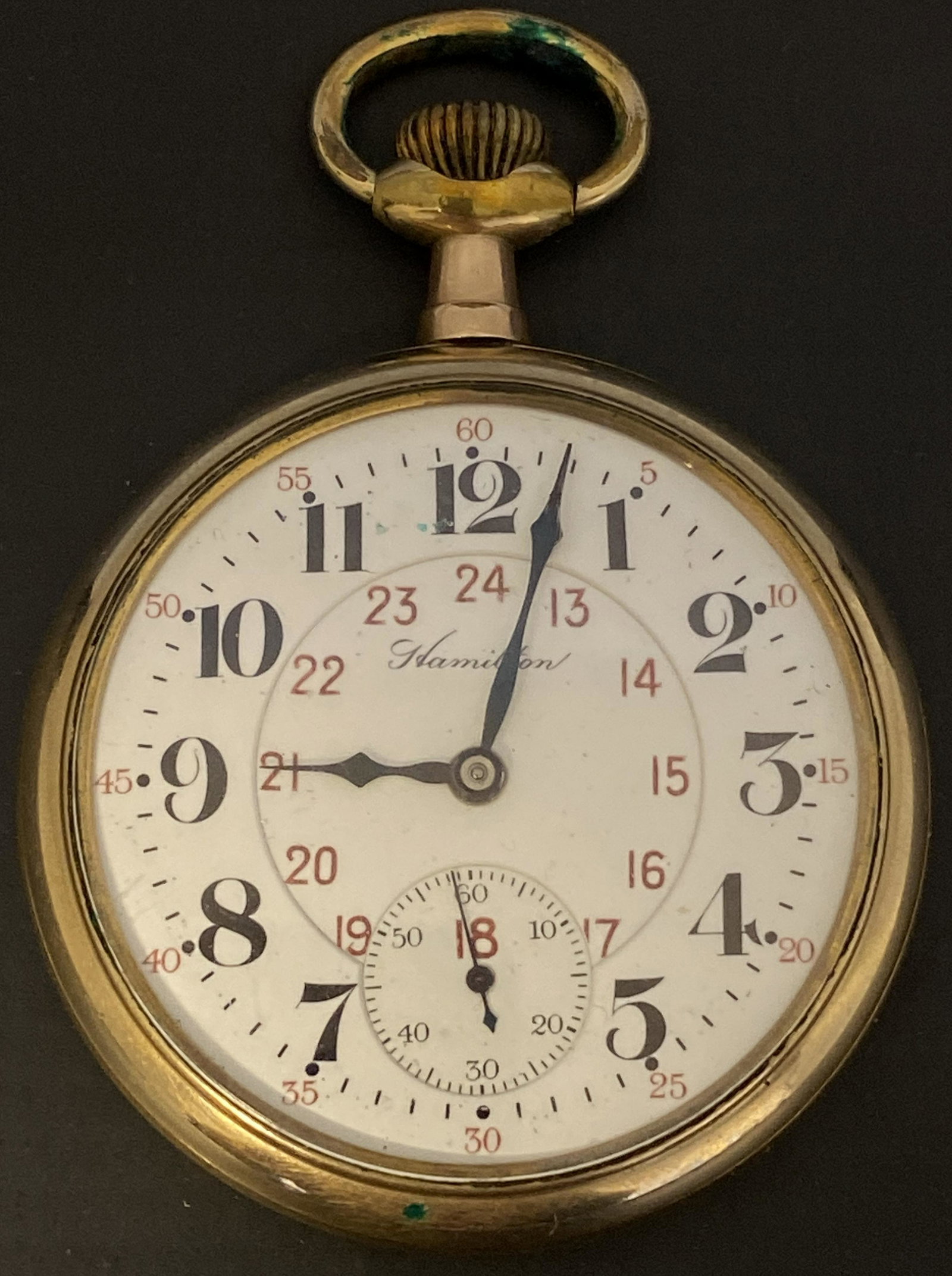 ANTIQUE HAMILTON 21 JEWELS GOLD FILLED POCKET WATCH: ANTIQUE HAMILTON 21 JEWELS GOLD FILLED POCKET WATCH The watch is pre-owned and runs. Diameter: 2 in *We can't garantee that the watch keeps accurate time, it wasn't tested long enough* SHIPPING FEE CA