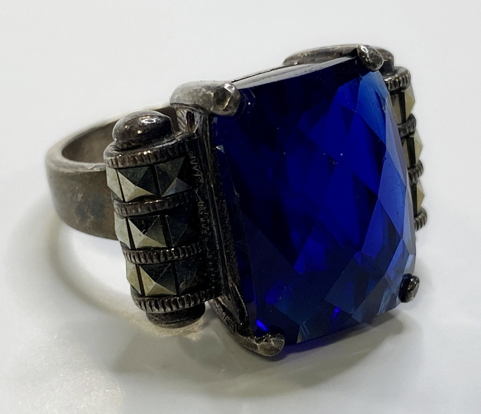 VINTAGE STERLING SILVER NUGGET RING PURPLE STONE (1 of 4)