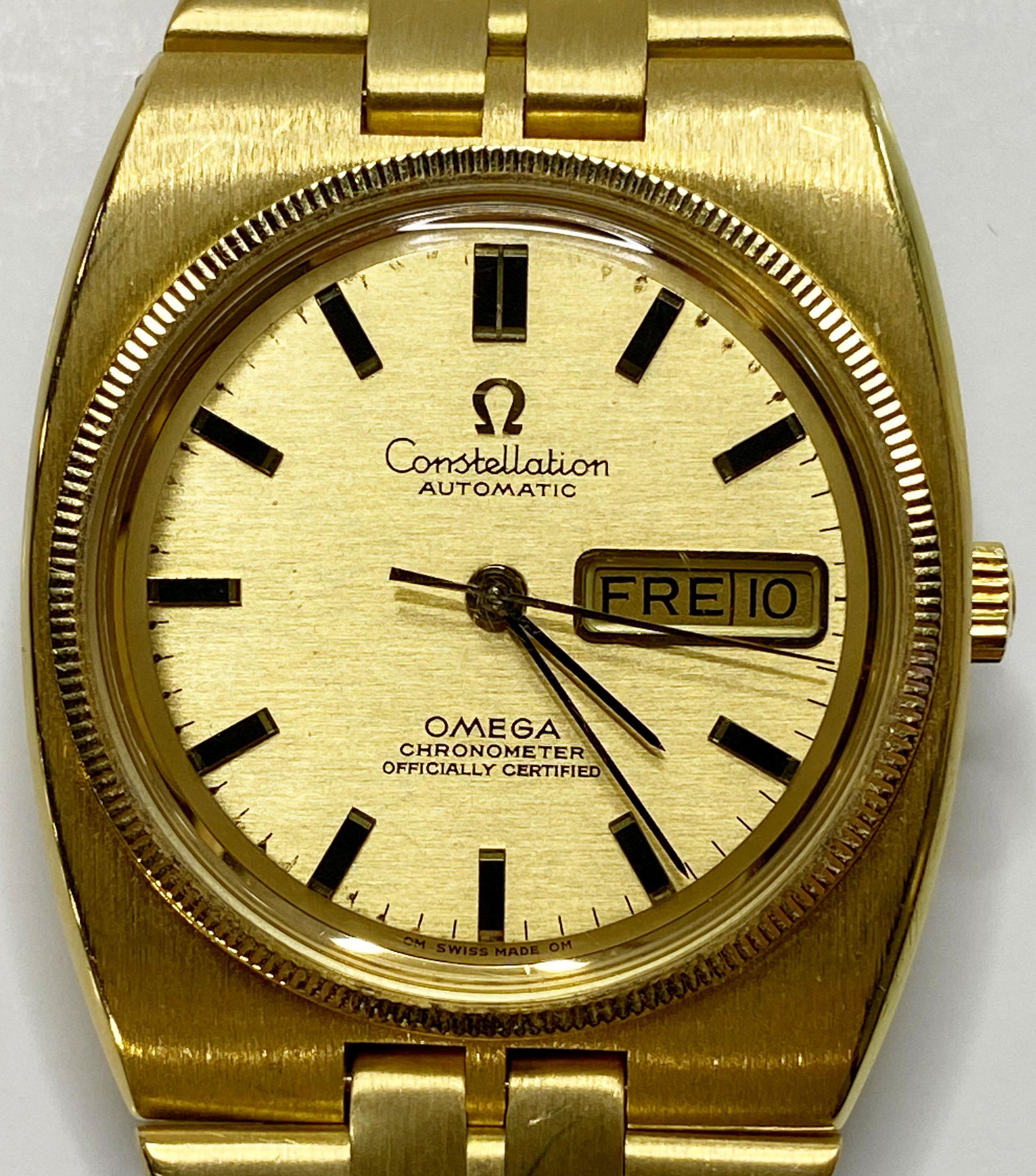 Vintage Omega Constellation 18k Gold Automatic Mens Watch Ref