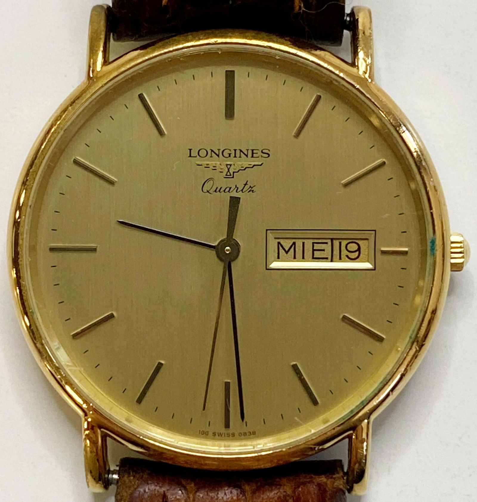 Vintage Longines Gold Filled Battery Mens Watch With Box