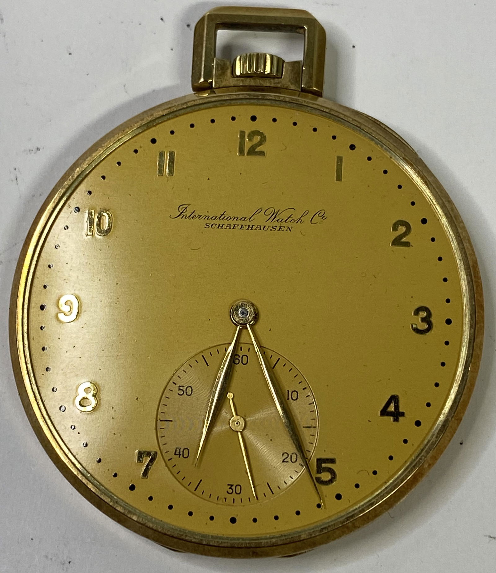 Iwc Schaffhausen 14k Gold Wind Up Pocket Watch
