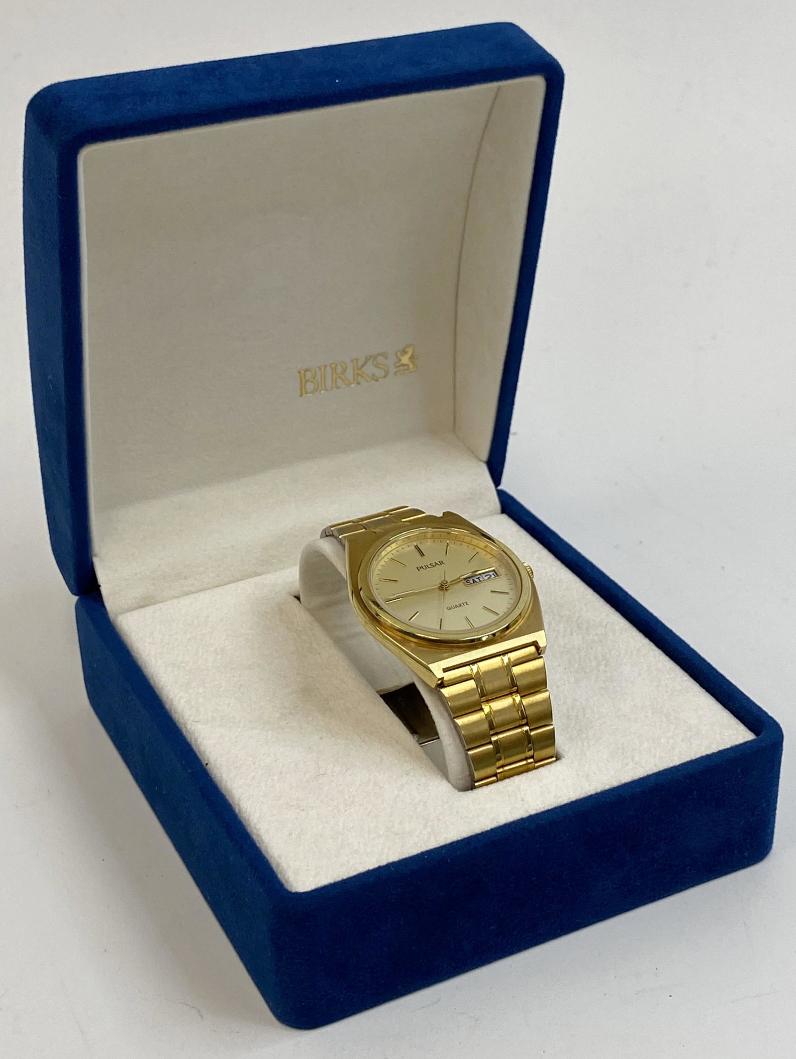 VINTAGE PULSAR GOLD FILLED BATTERY MEN'S WATCH WITH BOX (1 of 9)