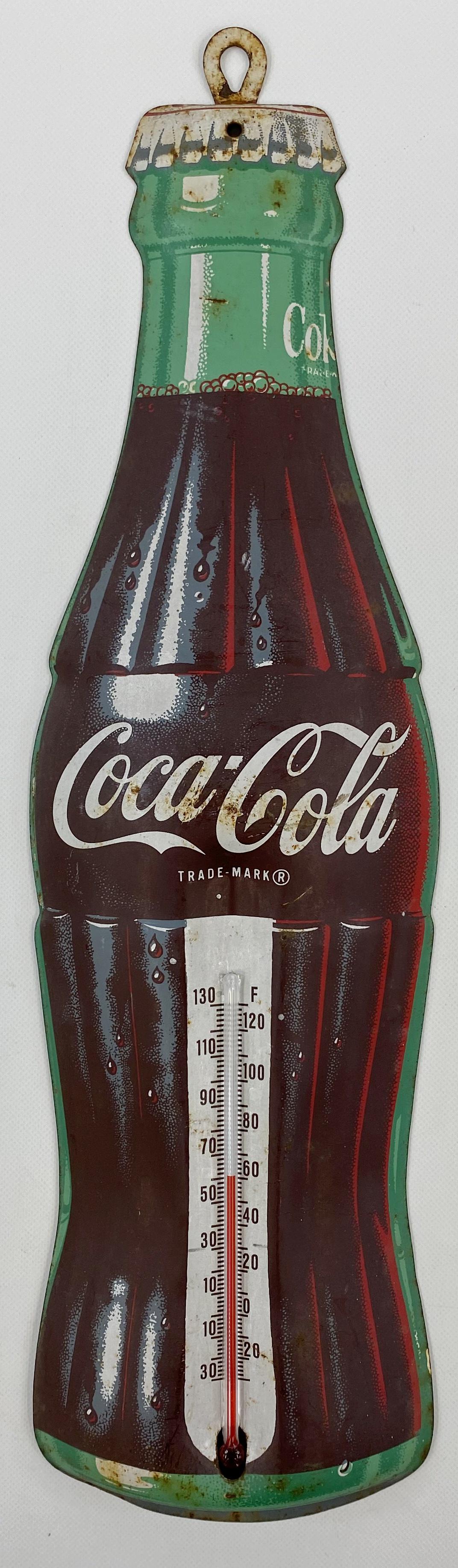 1940'S COCA COLA THERMOMETER TIN SIGN ADVERTISING (1 of 3)