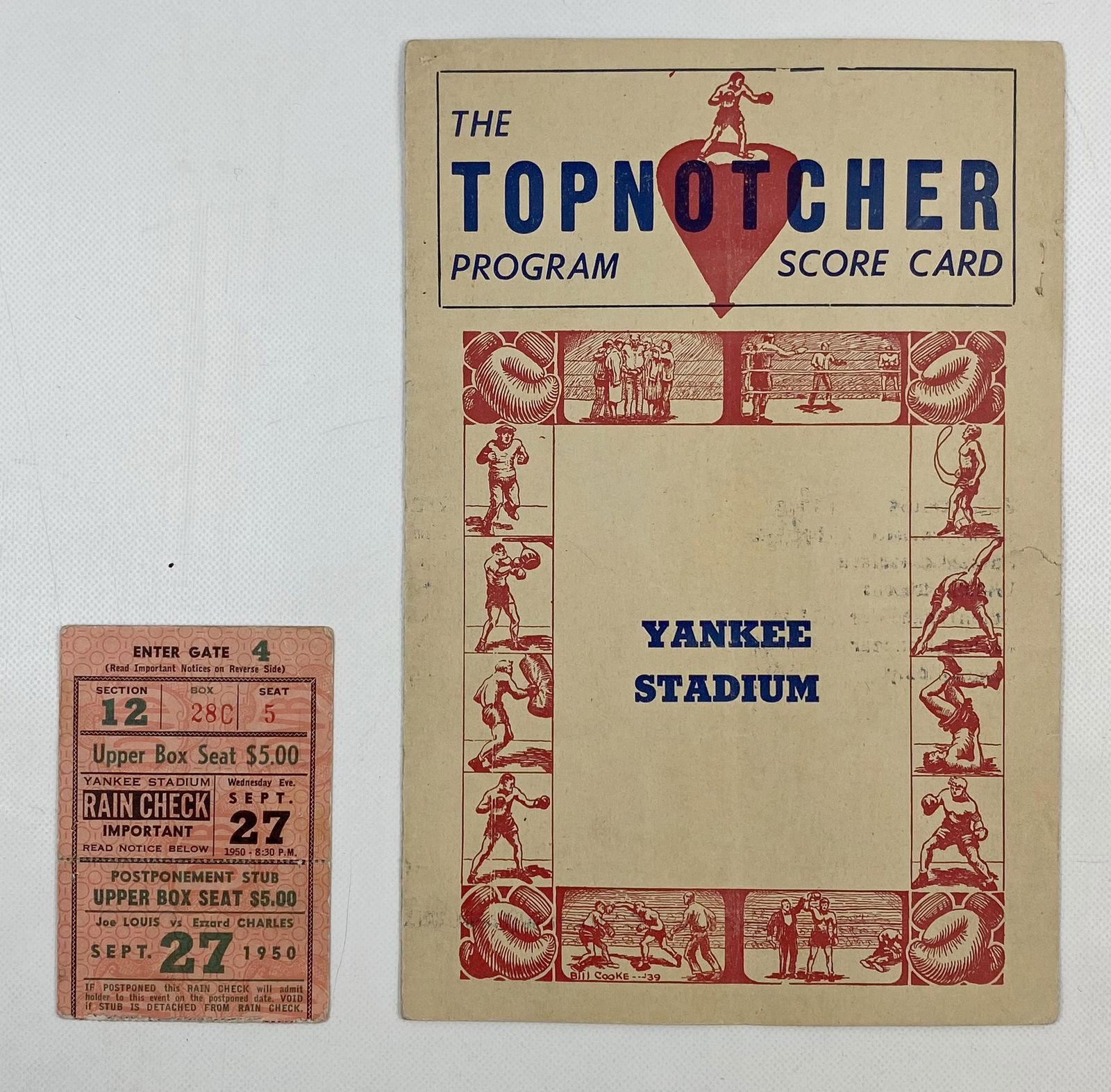 1950 E. CHARLES VS JOE LOUIS BOXING PROGRAM & TICKET STUB (1 of 7)