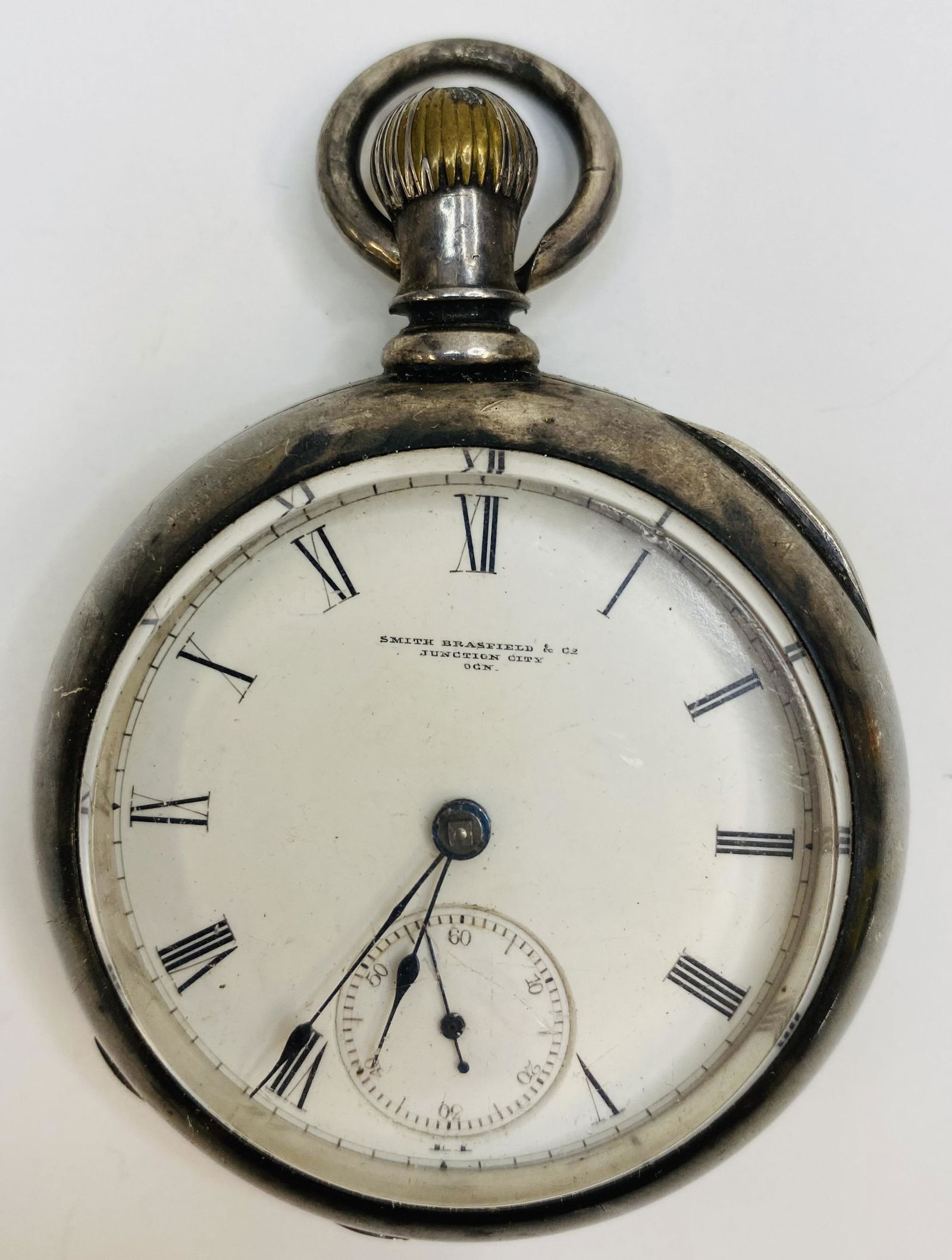 Antique Smith Brasfield Coin Silver Pocket Watch