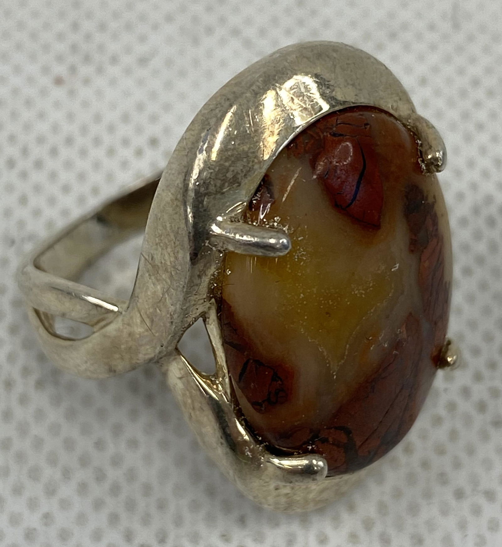 VINTAGE STERLING SILVER COCKTAIL RING MULTI-COLORED STONE (1 of 4)