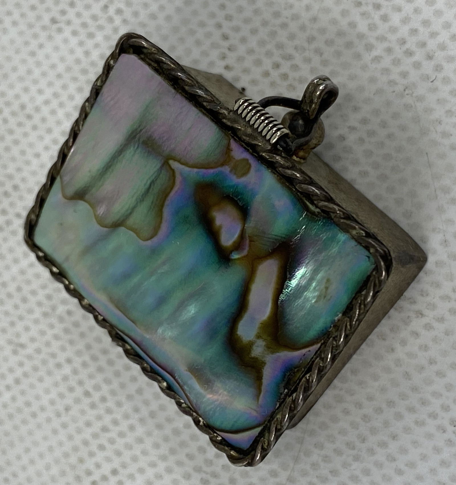 ANTIQUE STERLING SILVER SNUFF BOX MULTI-COLORED STONE TOP (1 of 5)