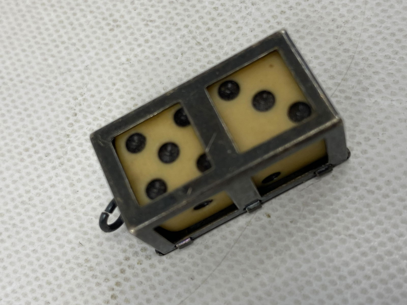 ANTIQUE STERLING SILVER DICE BOX PENDANT WITH DICES (1 of 4)