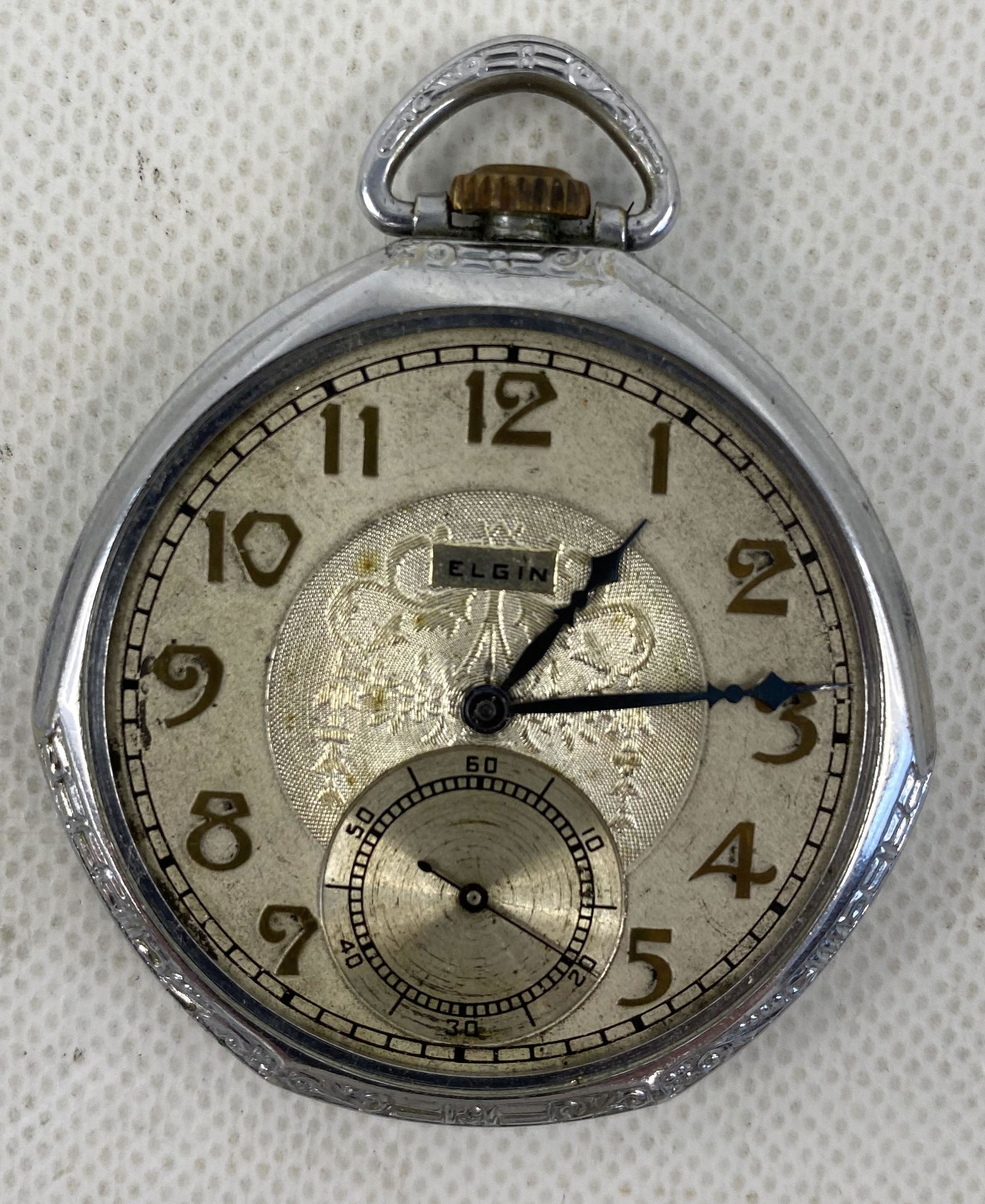 ANTIQUE ELGIN SILVER-PLATED 7 JEWELS POCKET WATCH (1 of 2)