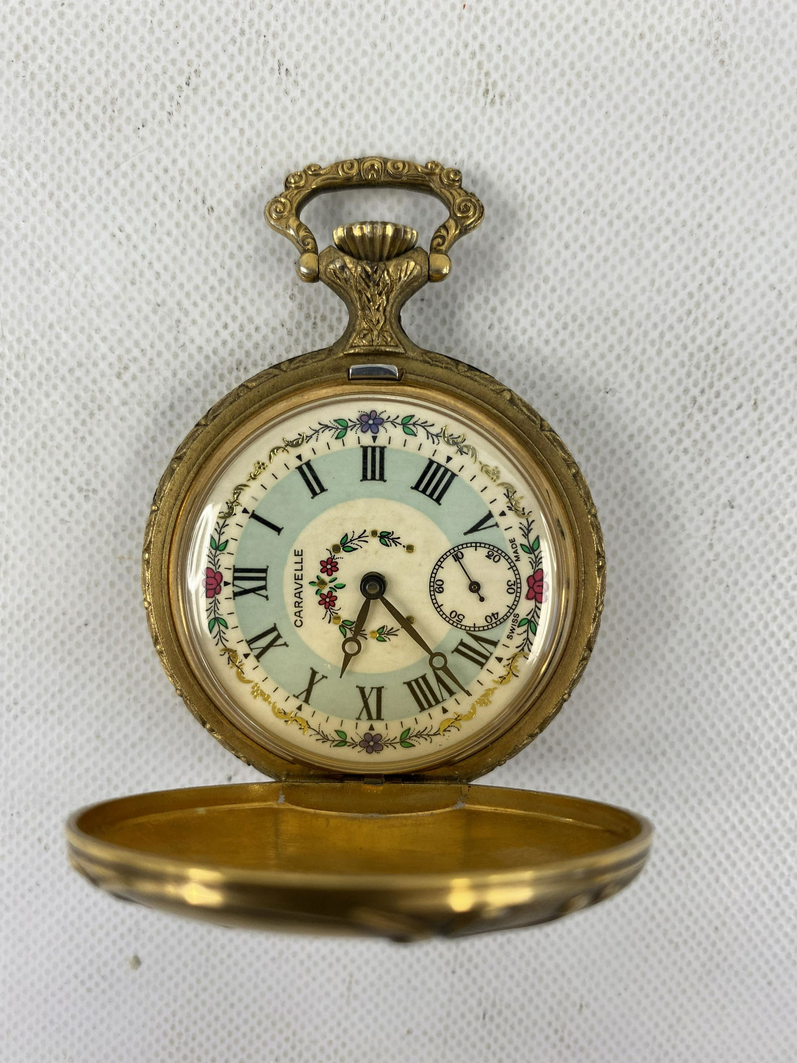 ANTIQUE BULOVA CARAVELLE GOLD-FILLED ORNATE POCKET WATCH (1 of 4)