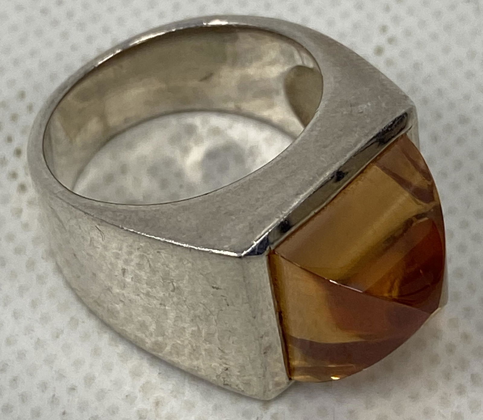 VINTAGE STERLING SIGNET RING ORANGE STONE (1 of 5)