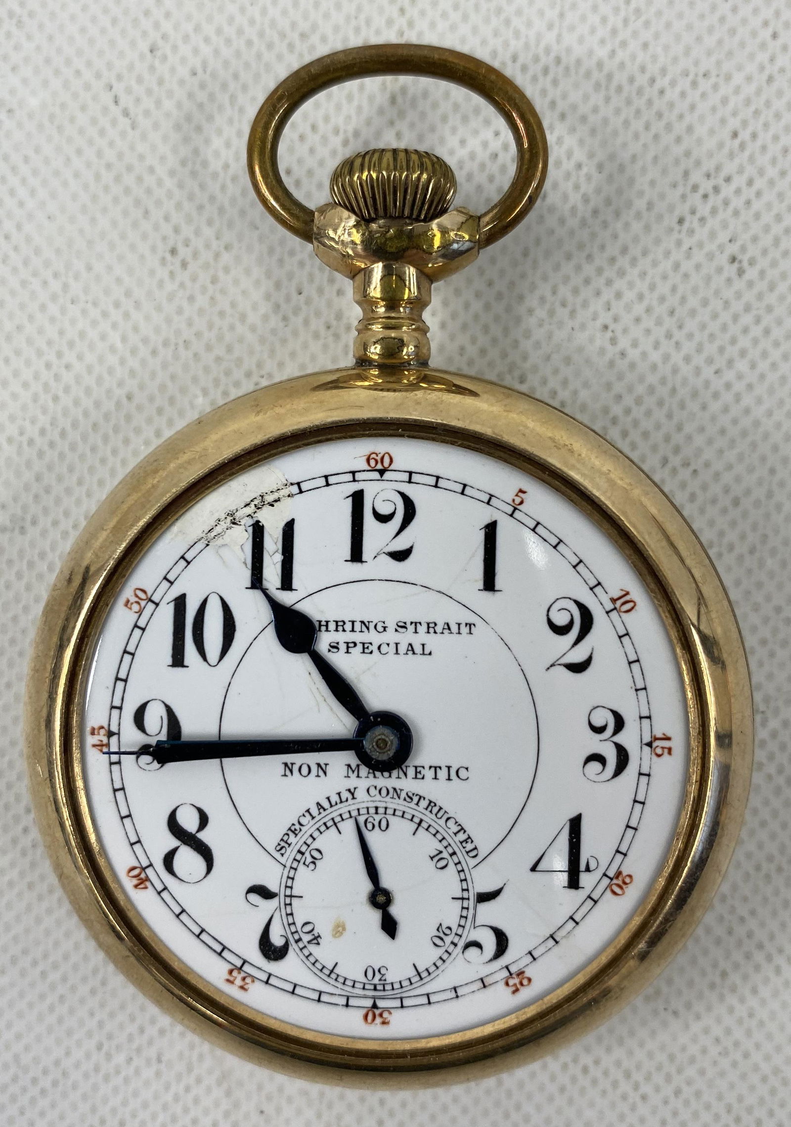 ANTIQUE BEHRING STRAIT SPECIAL GOLD-FILLED 17 JEWELS POCKET WATCH, CRYSTAL MISSING (1 of 4)