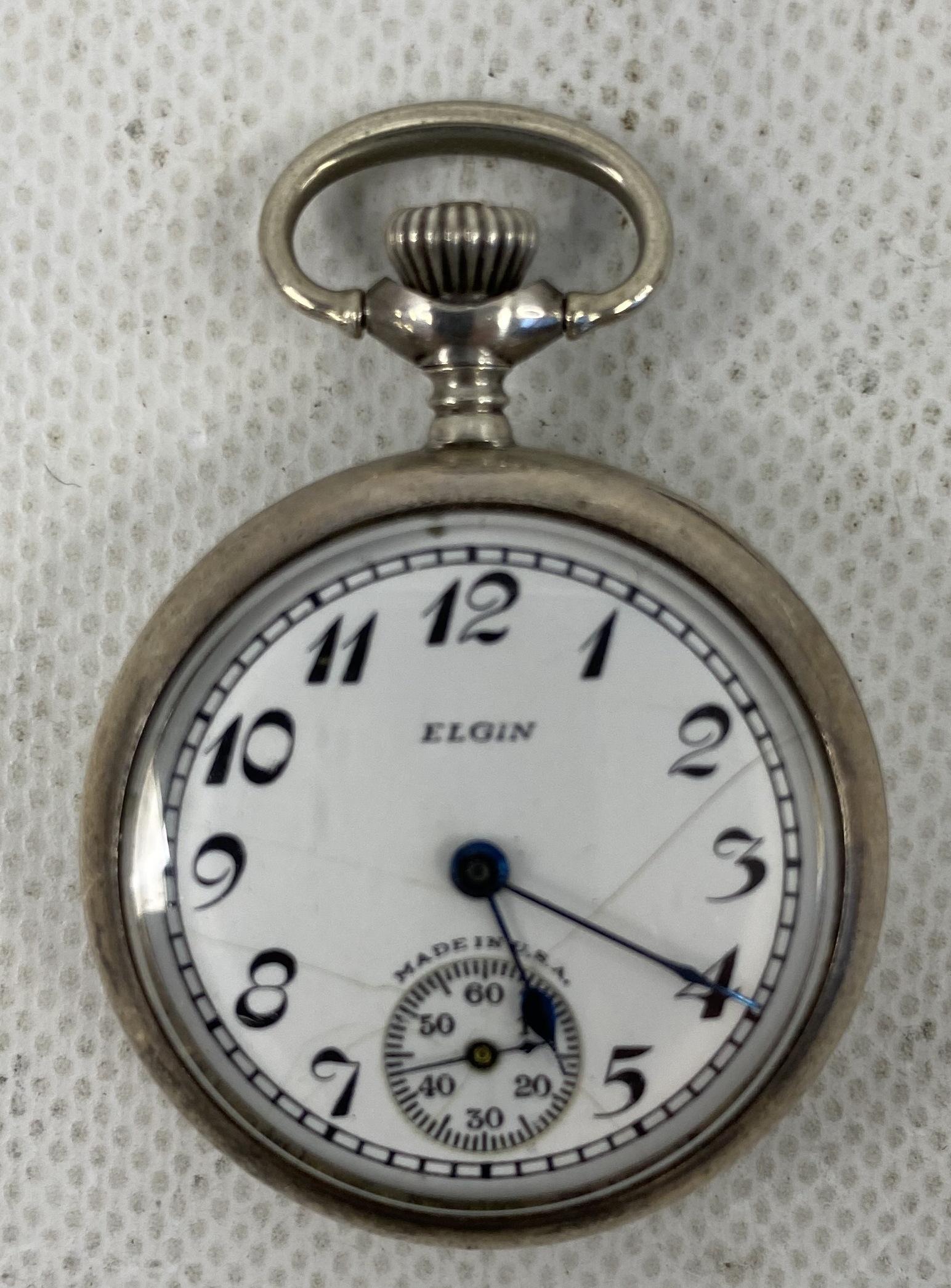 ANTIQUE ELGIN STERLING SILVER POCKET WATCH (1 of 4)