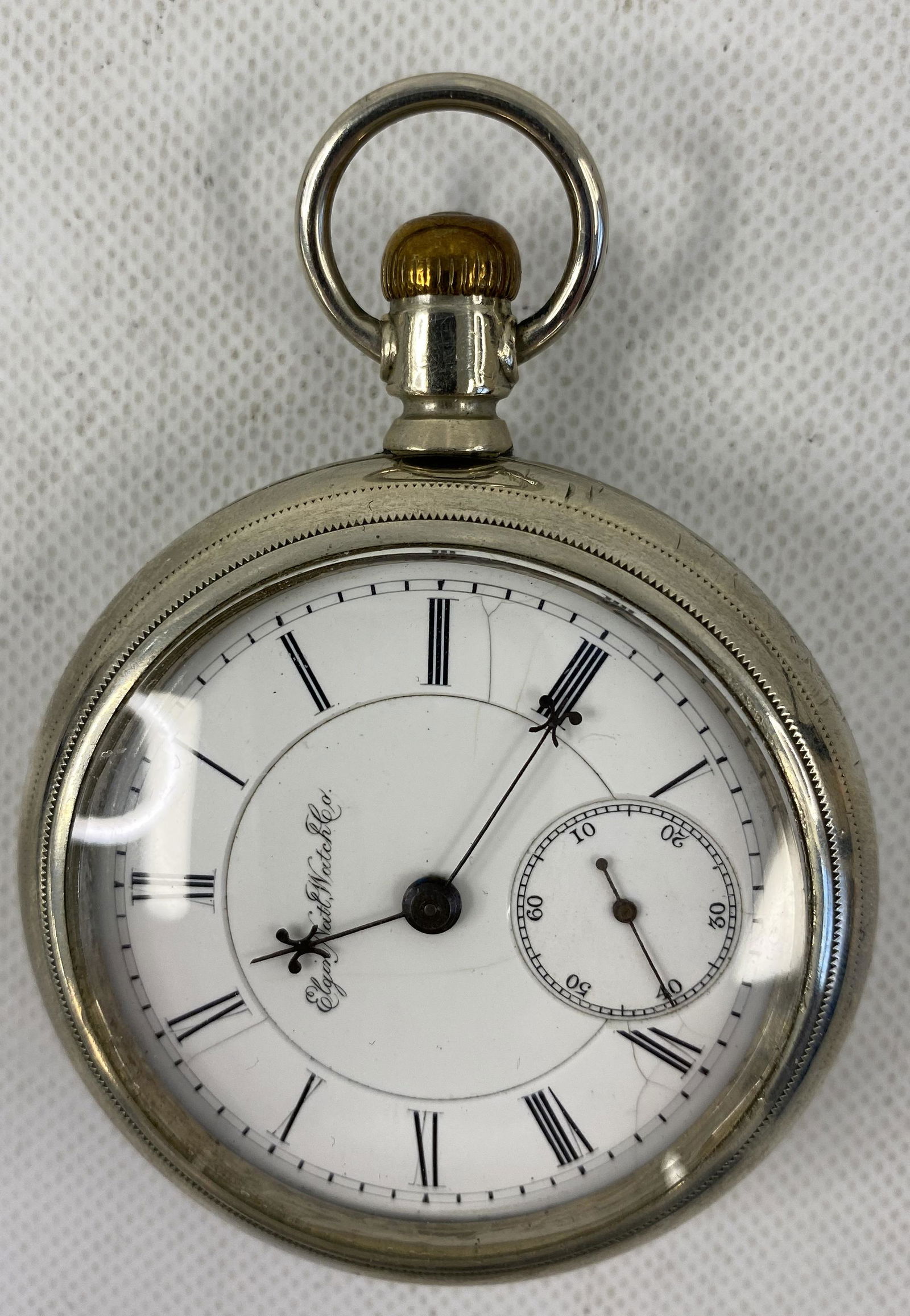 ANTIQUE ELGIN SILVER-PLATED POCKET WATCH (1 of 4)