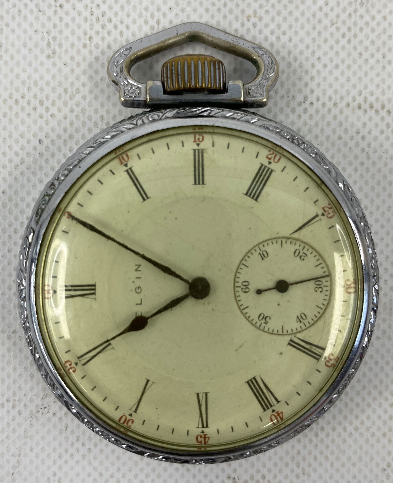 ANTIQUE ELGIN SILVER- PLATED 17 JEWELS POCKET WATCH (1 of 4)