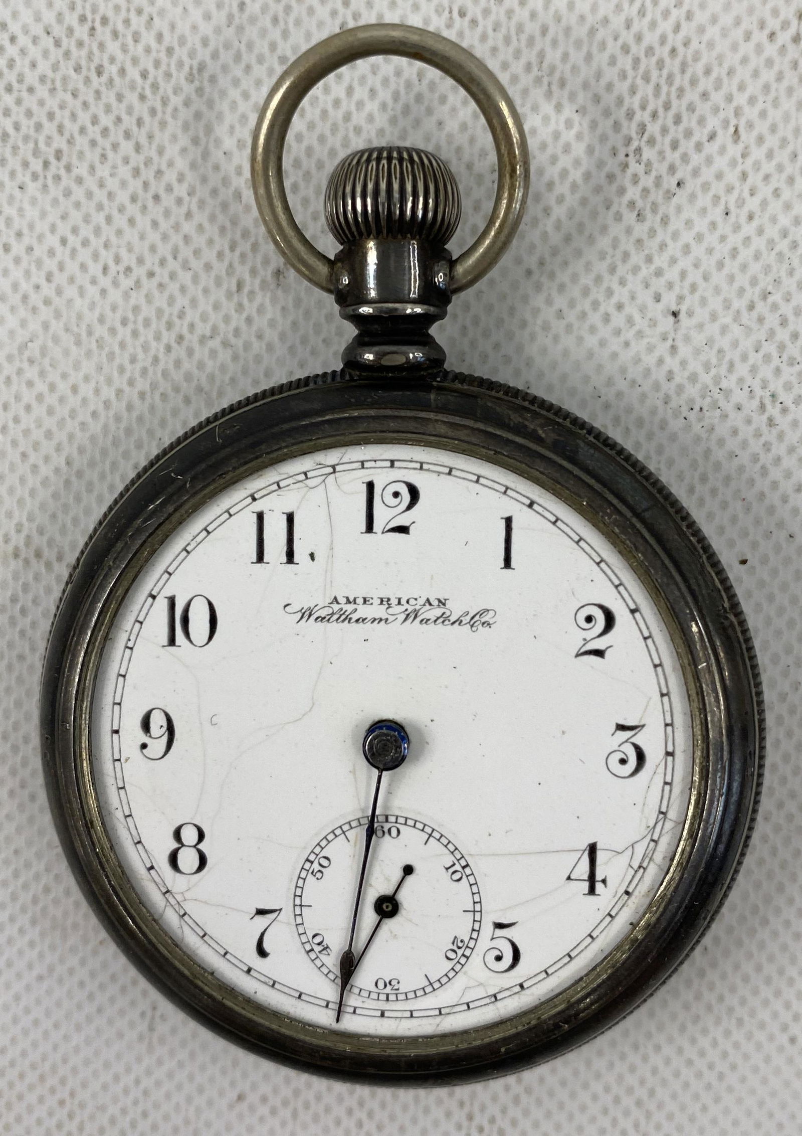 ANTIQUE WALTHAM SILVER-PLATED POCKET WATCH, CRYSTAL MISSING (1 of 2)