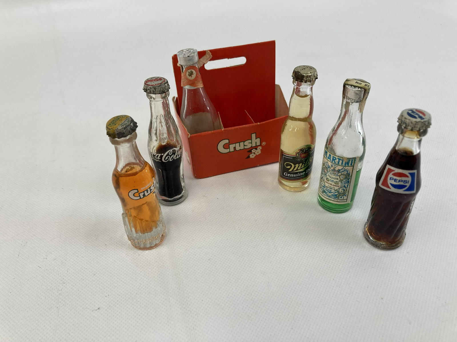 1970 PEPSI, COCA COLA, CRUSH MINIATURE BOTTLES (1 of 6)