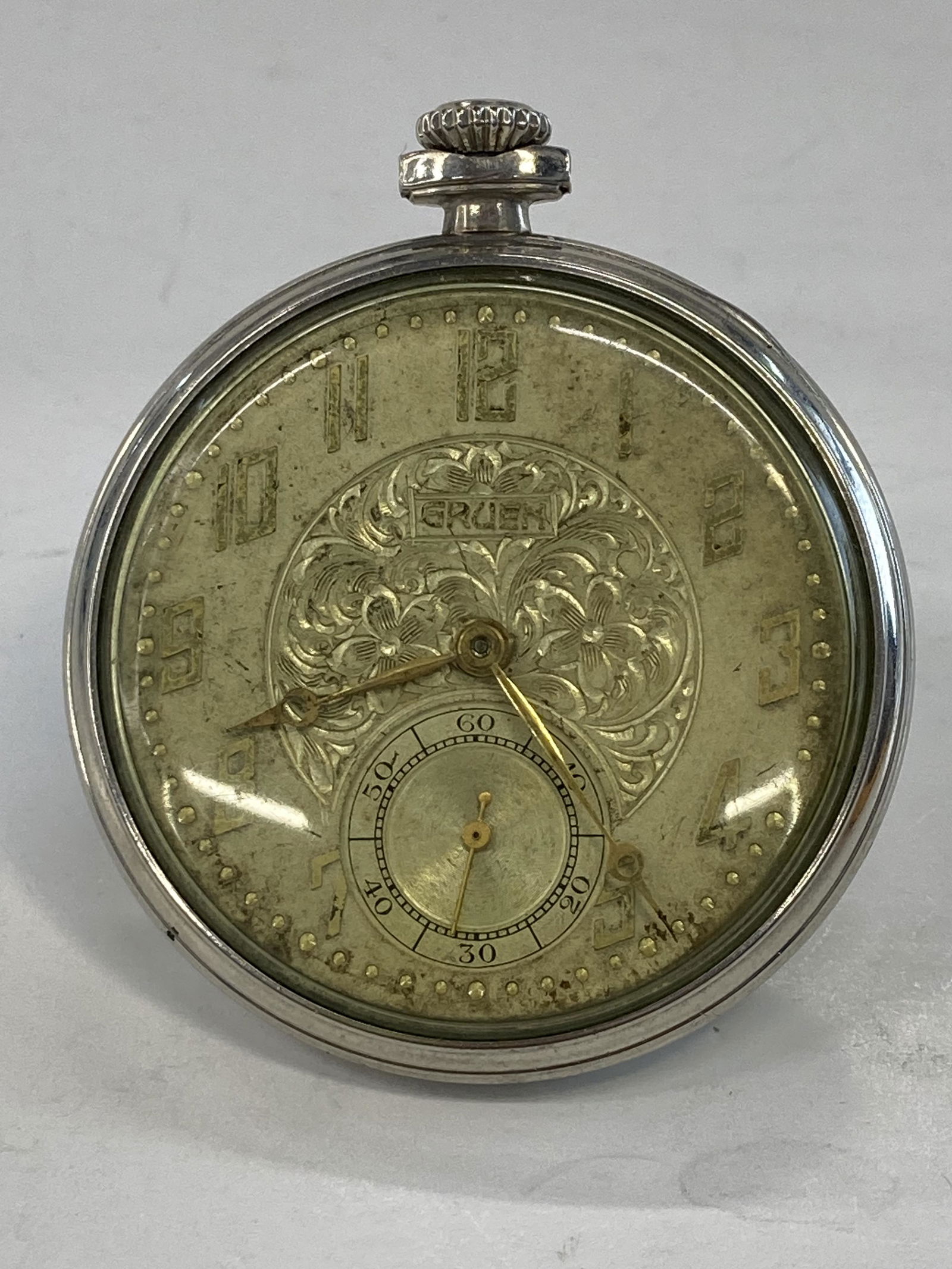 Antique Gruen Silverplated 15 Jewels Pocket Watch Auction