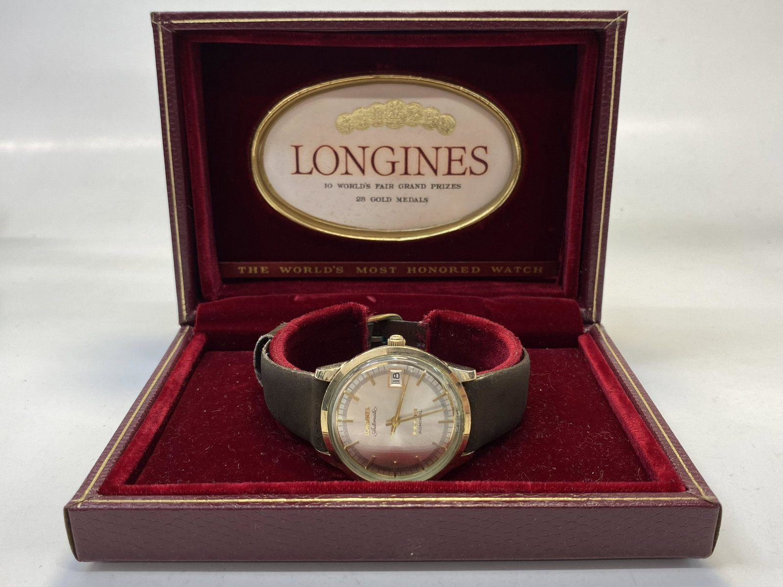 VINTAGE LONGINES ADMIRAL GOLD FILLED AUTOMATIC MENS WATCH WITH BOX (1 of 8)