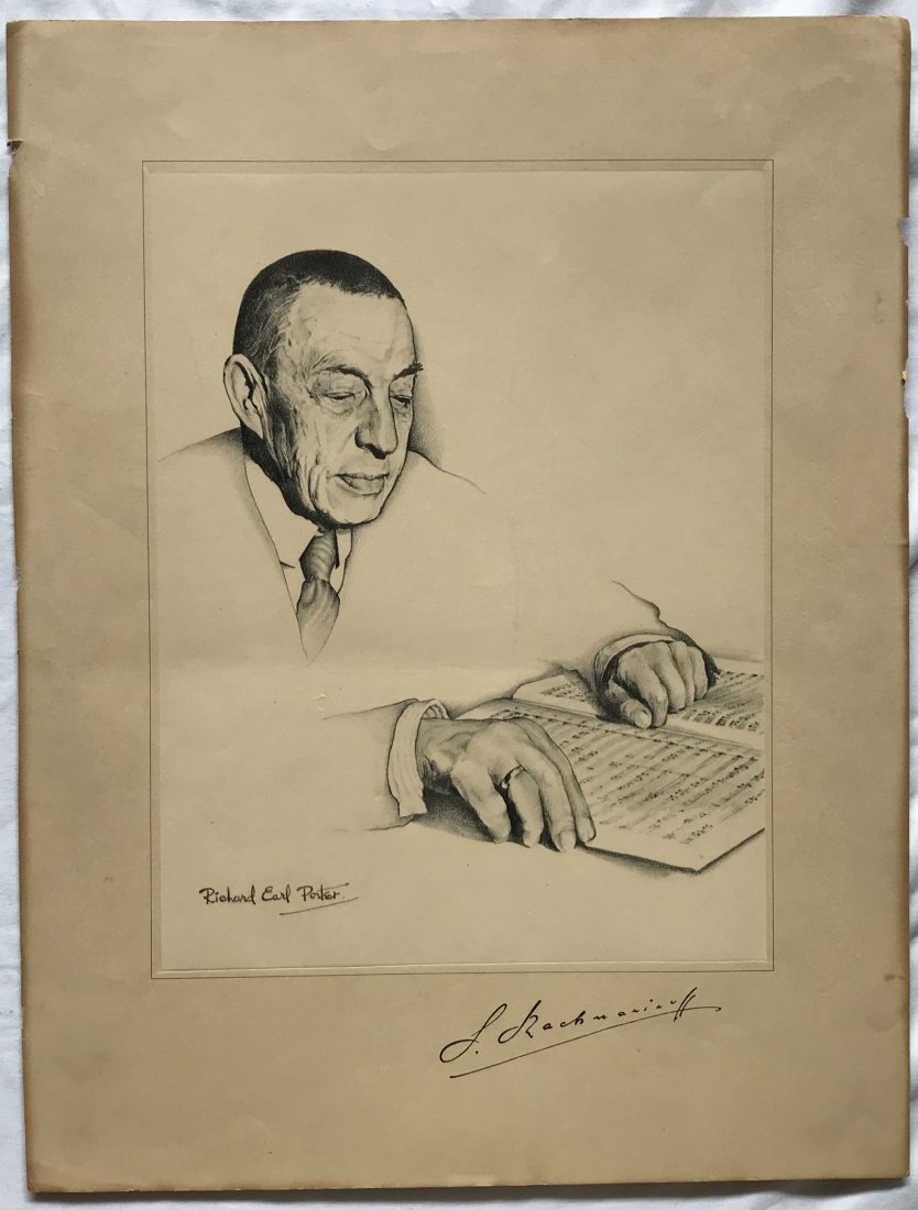 Richard Earl Porter Sergei Rachmaninoff Litho 1940s - Scarce (1 of 4)