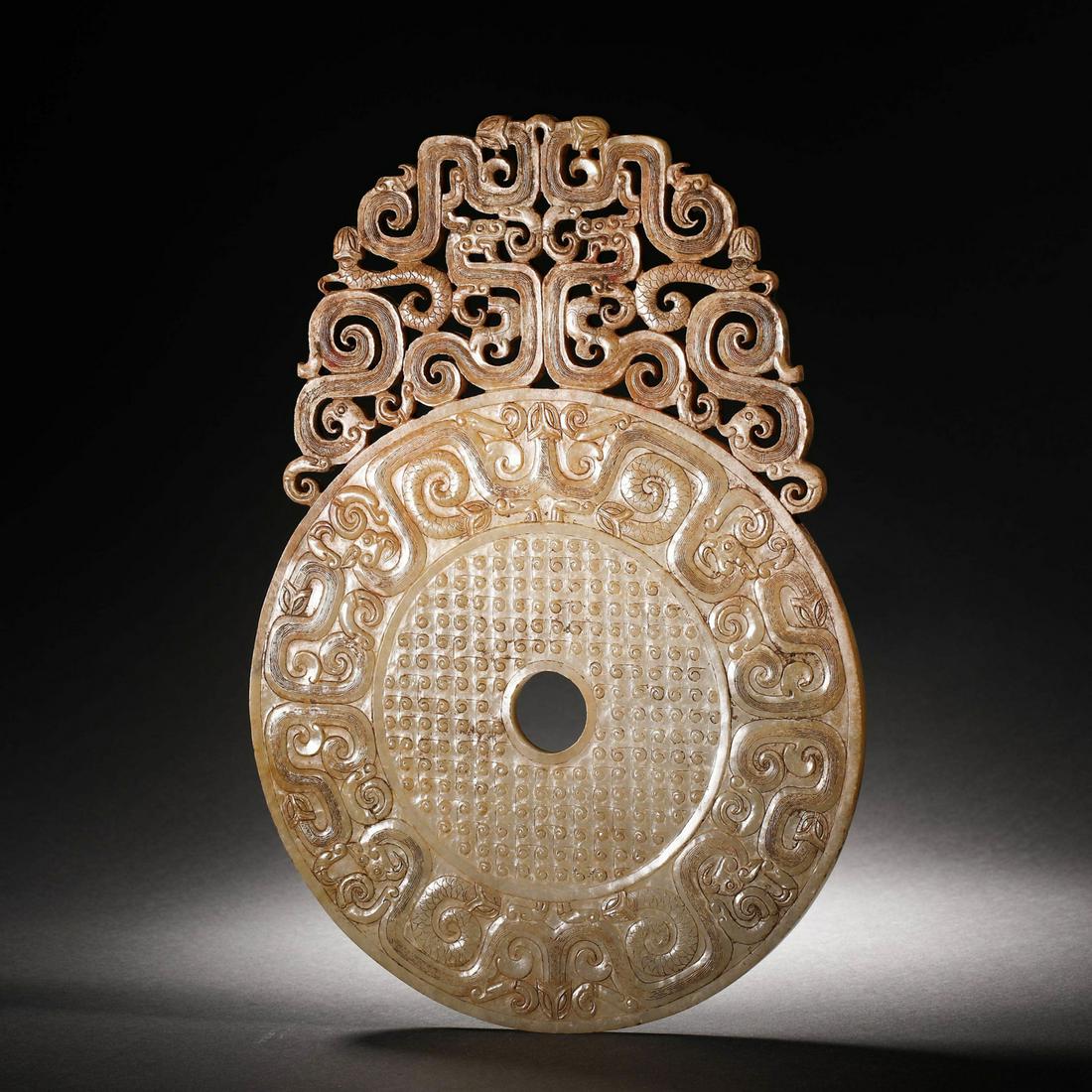 Han Dynasty Hetian jade dragon pattern jade Bi (1 of 9)