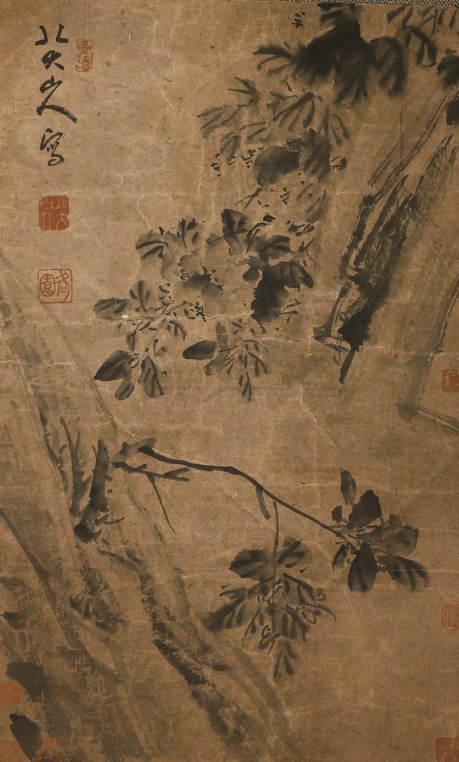 Chinese ink painting, Bada Shanren flower drawing on paper (1 of 9)