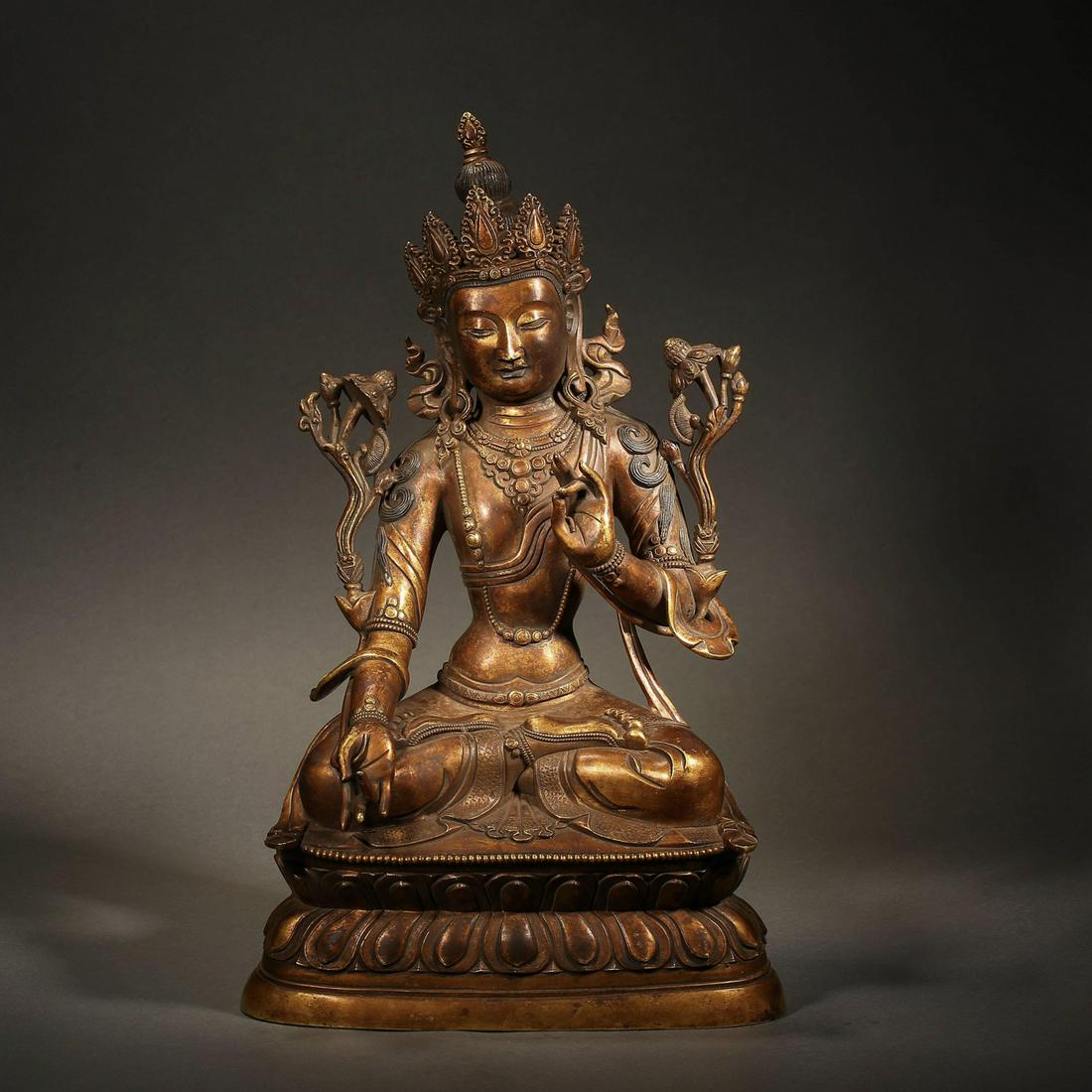 China Qing Dynasty Gilt Tara statue (1 of 16)