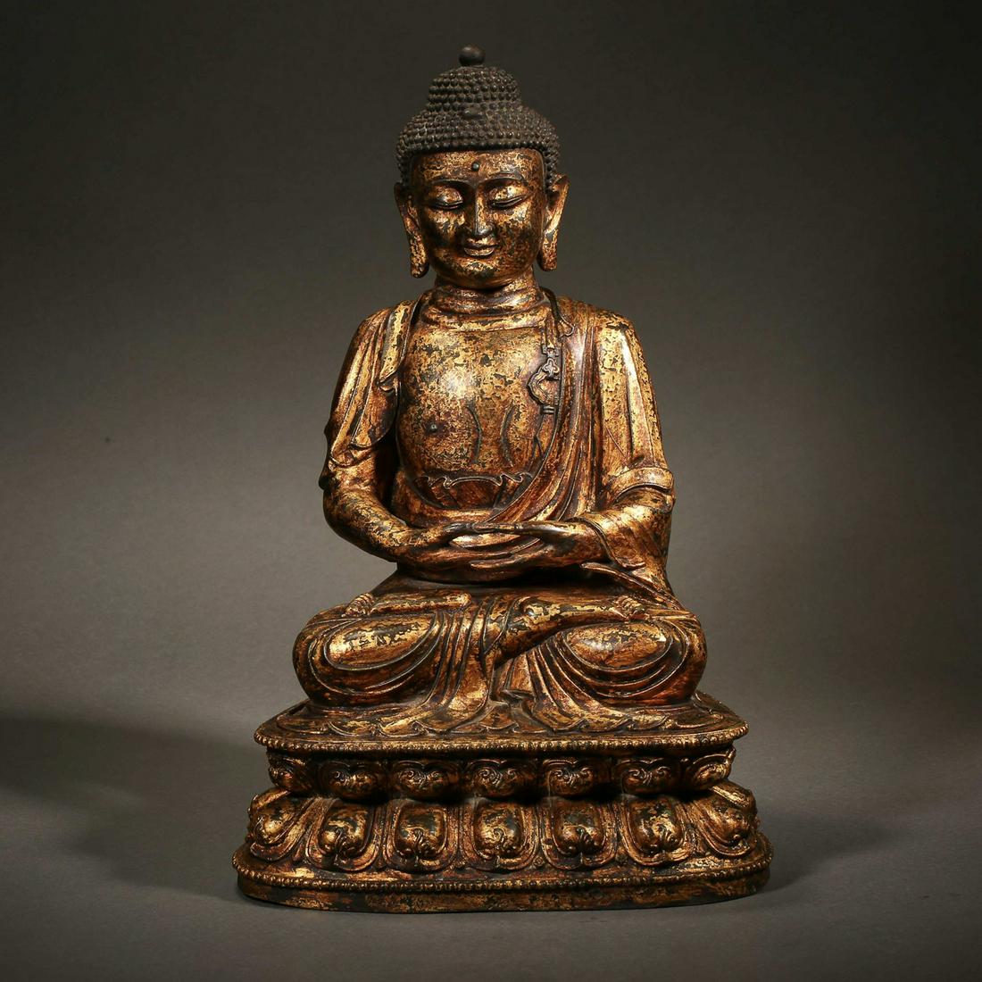China Qing Dynasty Gilt Buddha Statue (1 of 13)