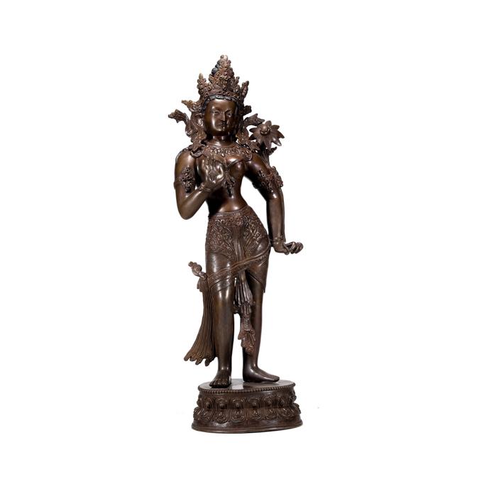Qing Dynasty Nepalese style purple bronze lotus hand bodhisattva (1 of 12)