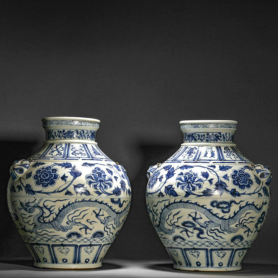 Yuan Dynasty, Blue and White Beast Head Jar (1 of 11)