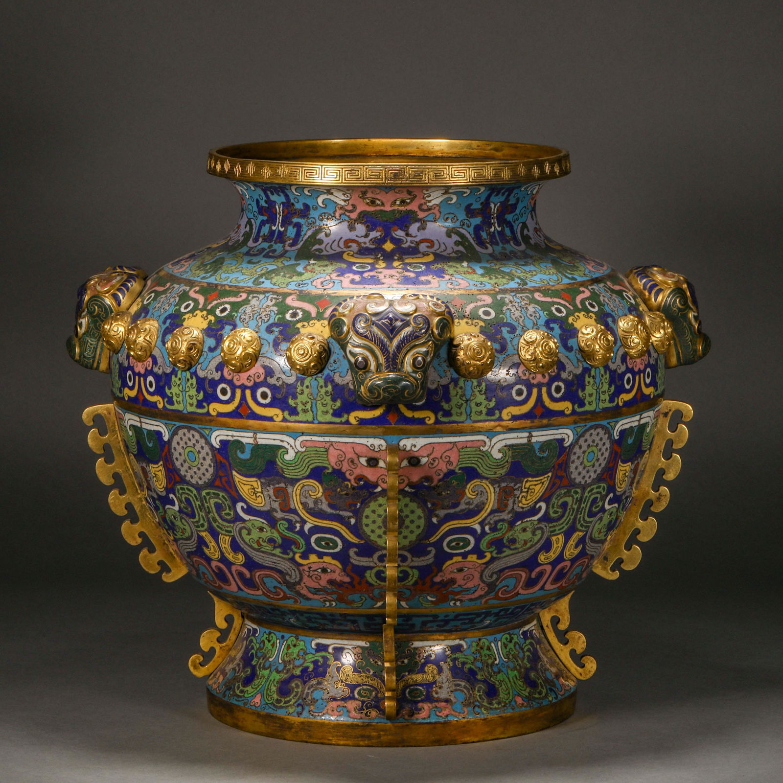 Qing Dynasty, Cloisonne Beast Pattern Vessel (1 of 16)