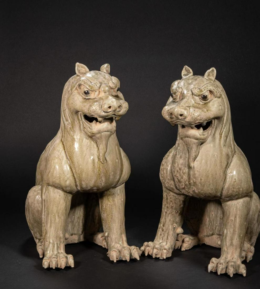 Sui Dynasty,Xiangzhou Kiln Celadon Lion Sitting Statue (1 of 20)