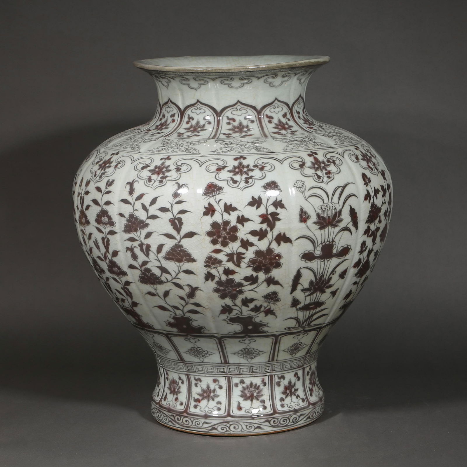 Ming Dynasty of China,Underglaze Red Flower Pattern Pomegranate Vessel (1 of 13)