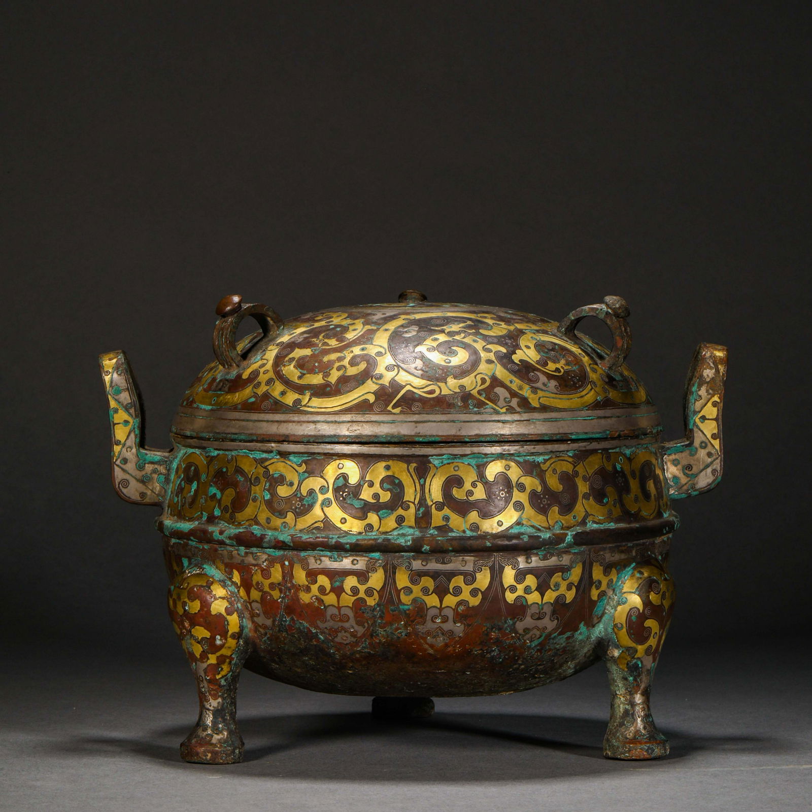 Han Dynasty, Inlaid Gold and Silver Beast Pattern Vessel (1 of 14)