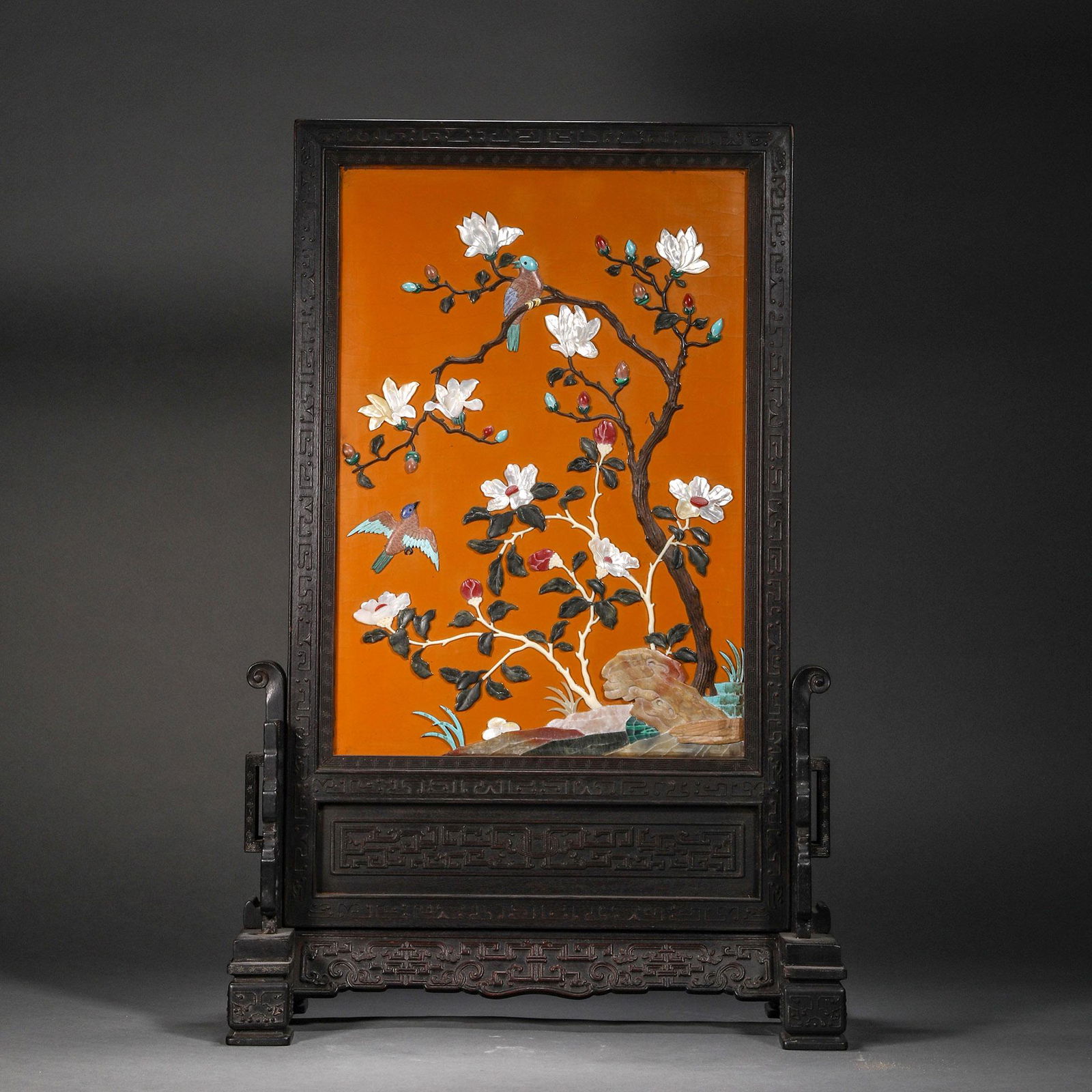 Qing Dynasty,Wooden Hundred Treasures Inlaid Flower Screen (1 of 13)