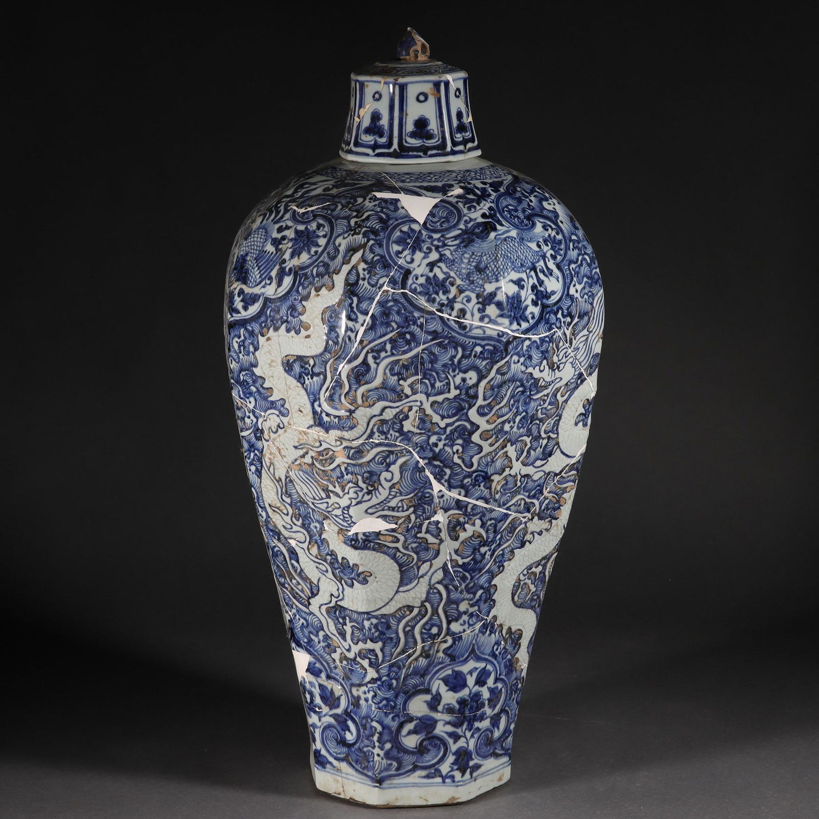 Ming Dynasty of China, Blue and White Dragon Pattern Prunus Vase (1 of 11)