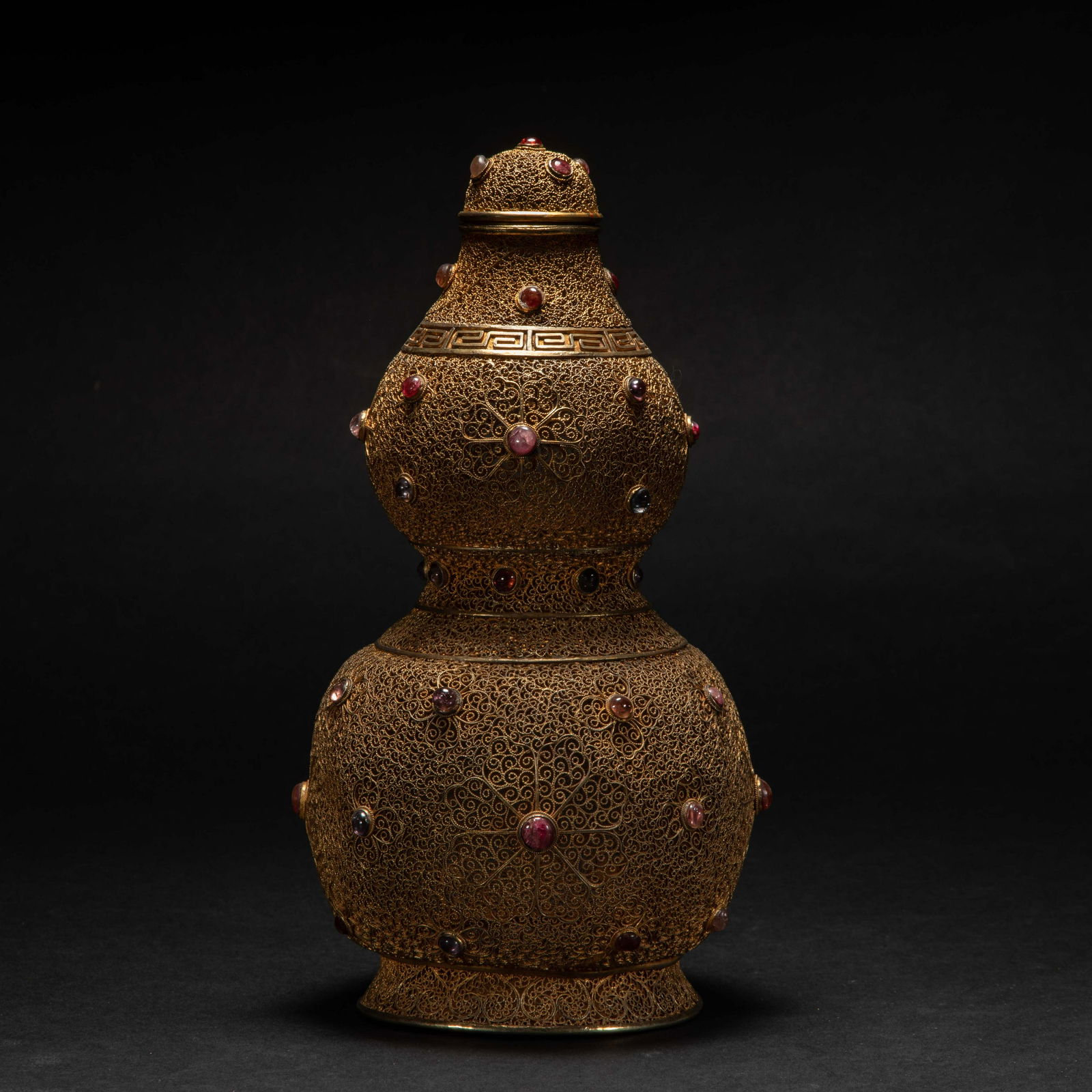 Qing Dynasty,Silver Gilt Gourd-Shaped Ornament (1 of 11)