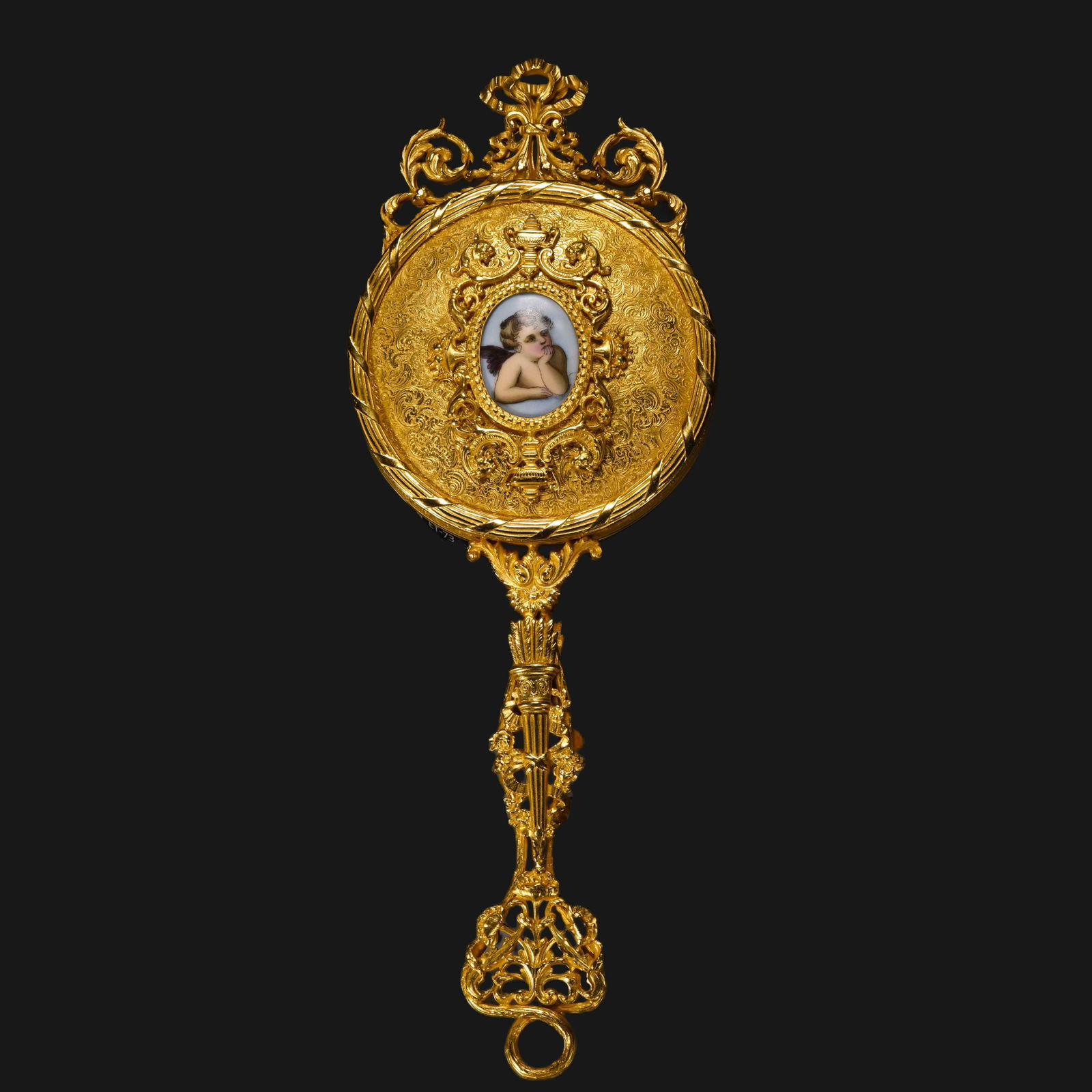 Qing Dynasty,Gilt Painted Enamel Copper Mirror (1 of 13)
