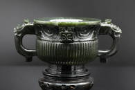 A Dark Green Jade Archaistic Censer Gui, Qing Dynasty (Christie's London)