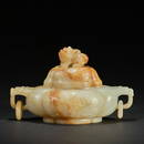 A White and Russet Jade Censer and Cover, Mid-Qing Dynasty (Private English Collection)