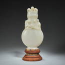 A white jade bottle 'dragon and phoenix' vase and cover, Mid Qing Dynasty (private English