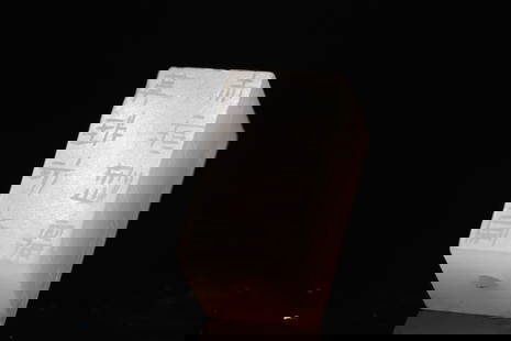 A white jade cubic pendant 'Gang Mao', probably Han Dynasty (private English collection): A white jade cubic pendant 'Gang Mao', probably Han Dynasty (private English collection) the cubic shaped pendant is inscribed on each side with ancient characters, used as a protection against evil