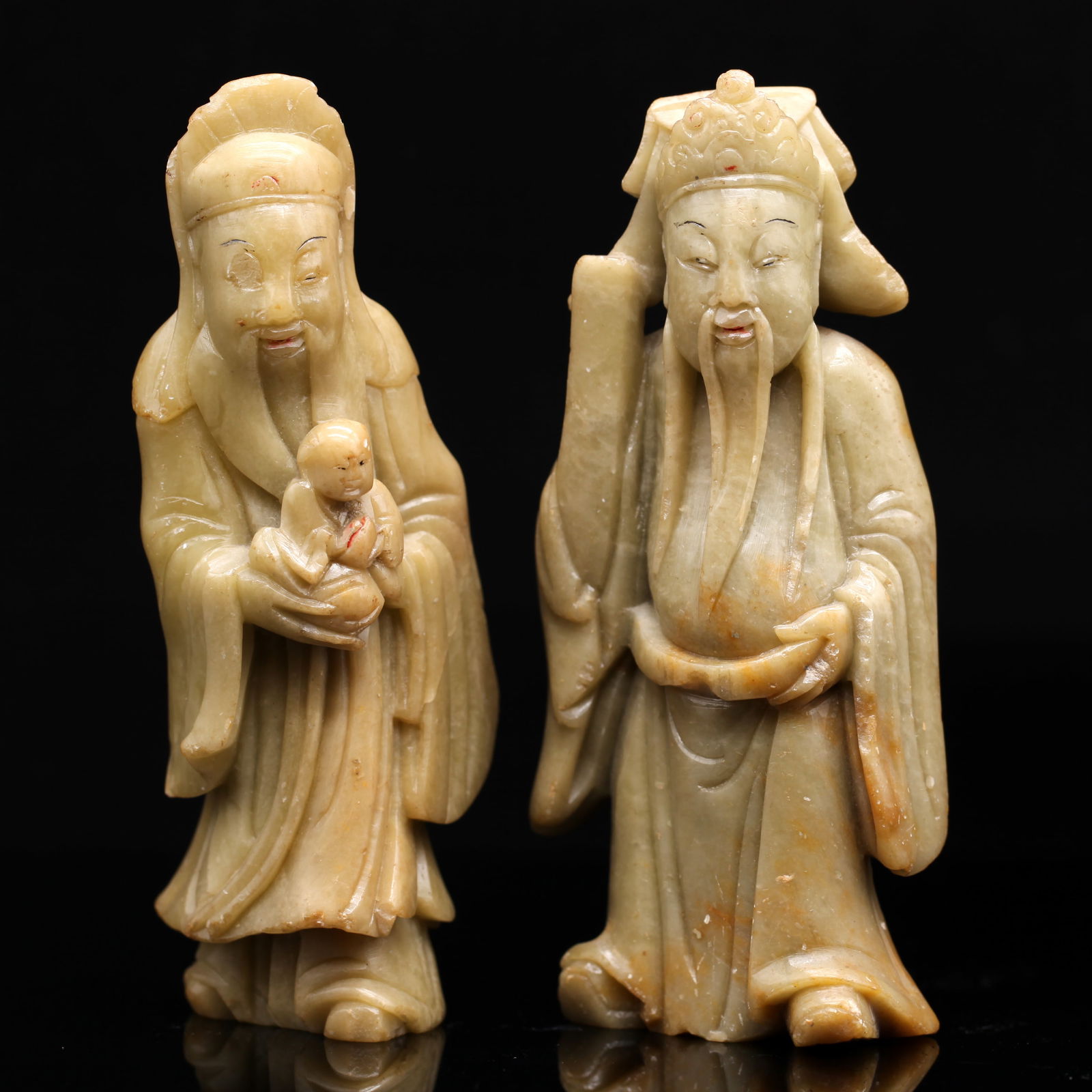 Two soapstone standing figures, Qing Dynasty (Dreweatts) (1 of 5)