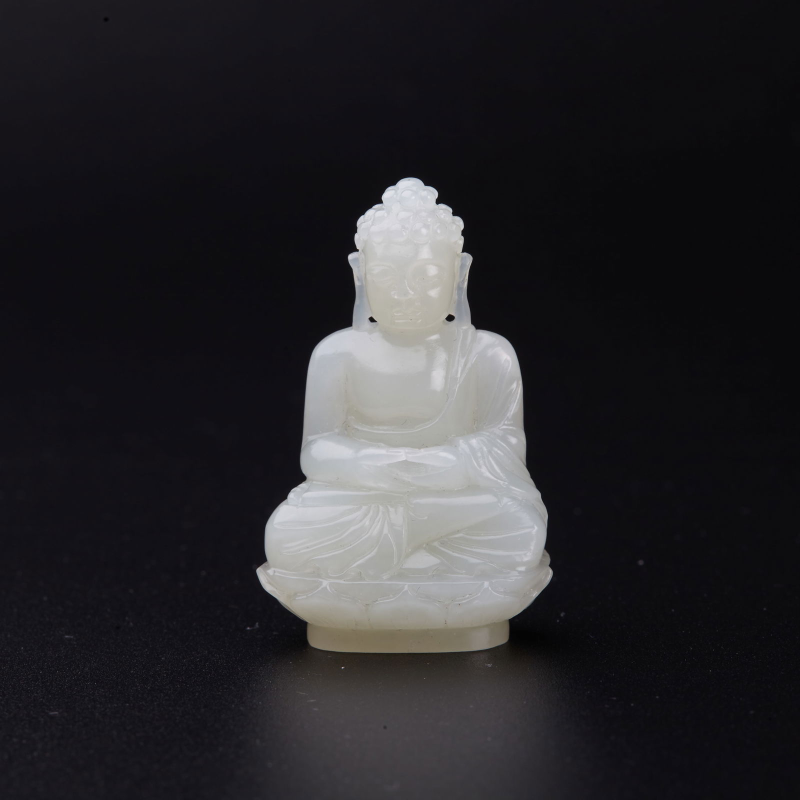 A small white jade seated buddha, Qing Dynasty (private English collection) (1 of 7)