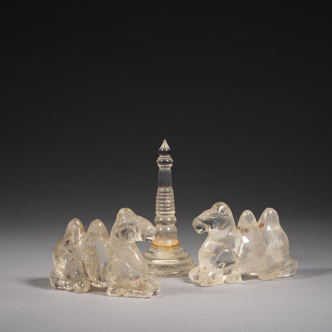 A set of rock crystals 'stupa tower and camels', Ming or Qing Dynasty (private English collection) (1 of 8)