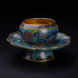 A cloisonné enamel cup stand, Qing Dynasty, Kangxi Period