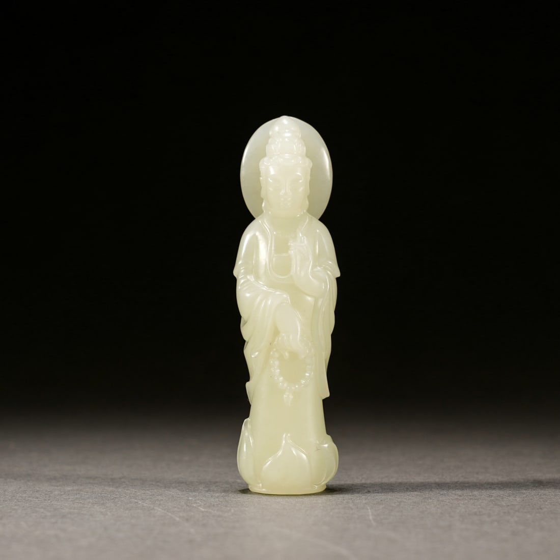 A white jade carving of a standing Guanyin, Qing Dynasty (Essex private collector) (1 of 9)